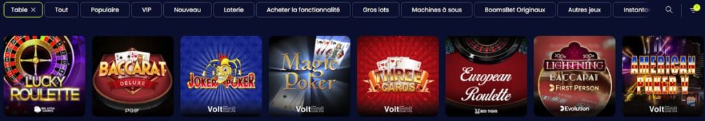 Booms Bet Casino jeux