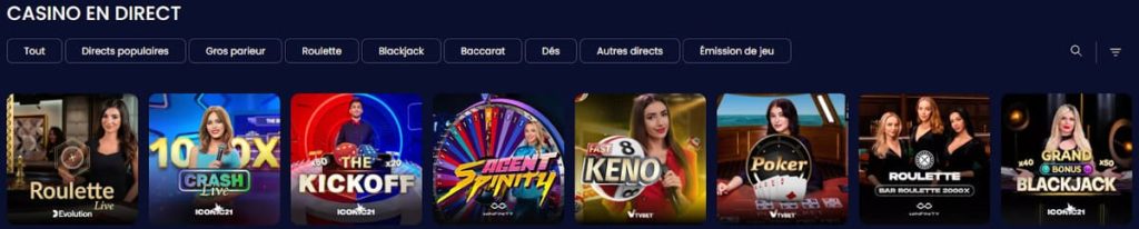 Booms Bet Casino jeux live